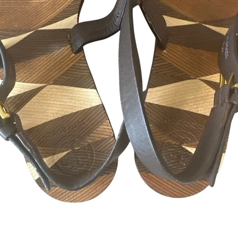 Tory Burch Miller Block Heel Sandals Geometric‎ Print 7.5